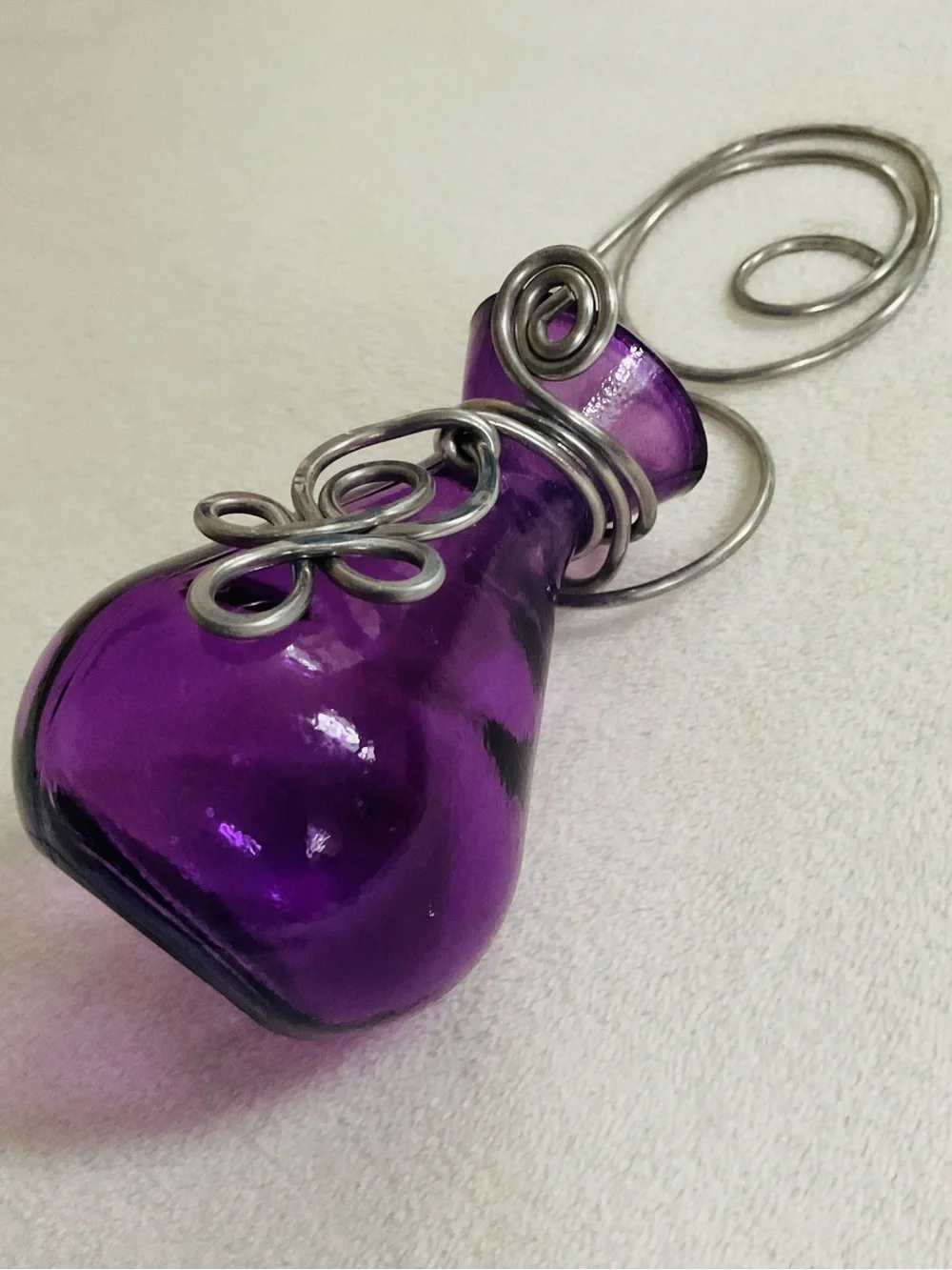 Purple Celtic Knot Hanging Glass Bud Vase Wall Decor